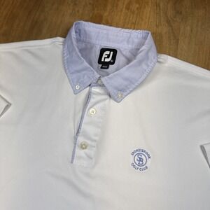 FootJoy Golf Performance Short Sleeve Polo Shirt Men's XXL White Logo Distressed